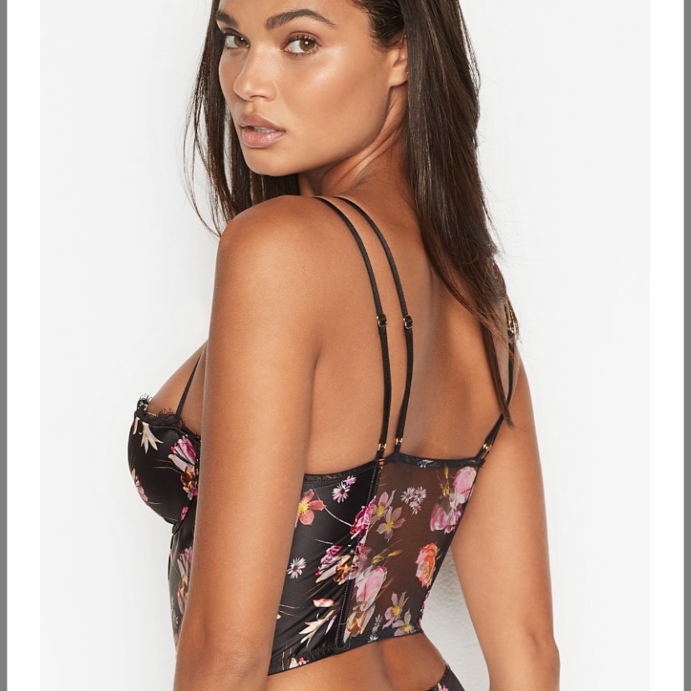 VICTORIA’S SECRET VERY SEXY BLACK FLORAL BUSTIER - Picture 3 of 7